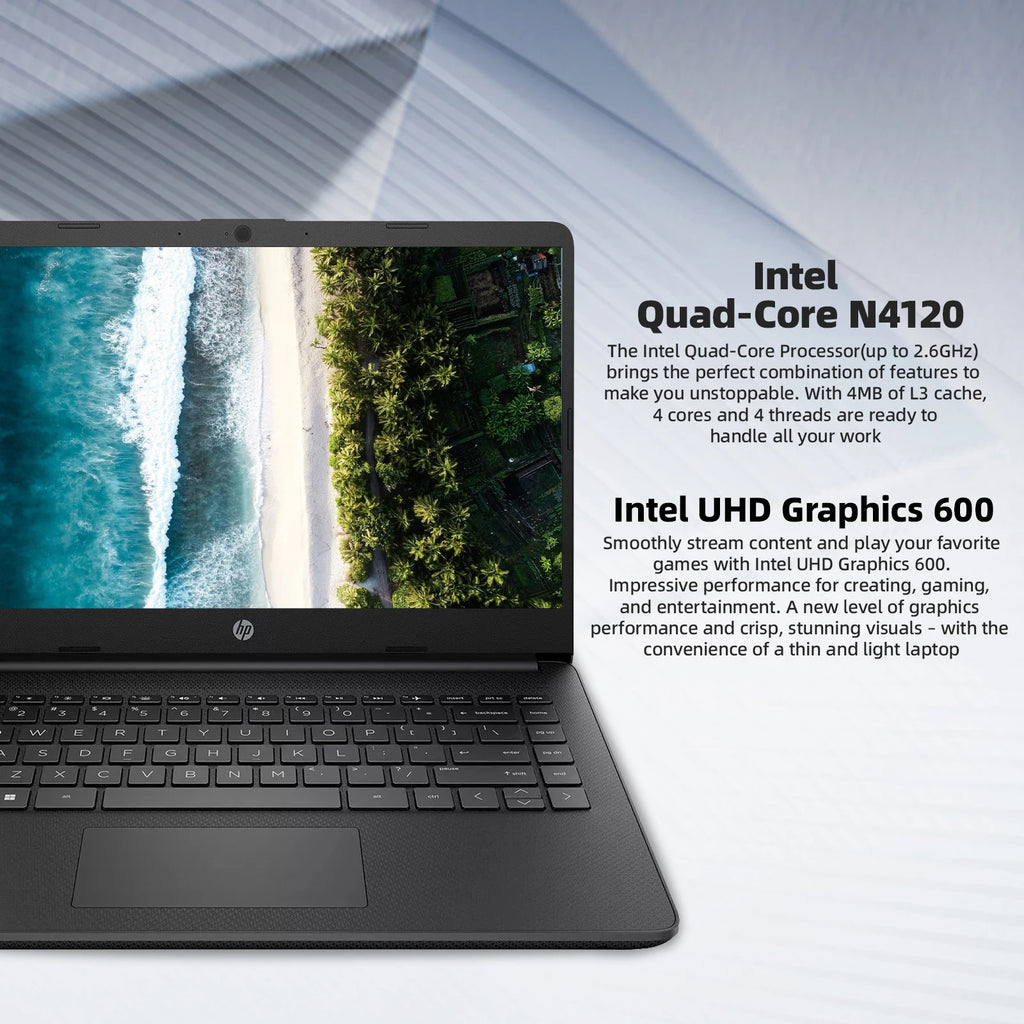 HP-14 "Business Laptop,Intel Celeron N4120,16GB RAM,384GB Armazenamento, 128GB eMMC + 256GB Cartão SD, 1 ano Escritório 365