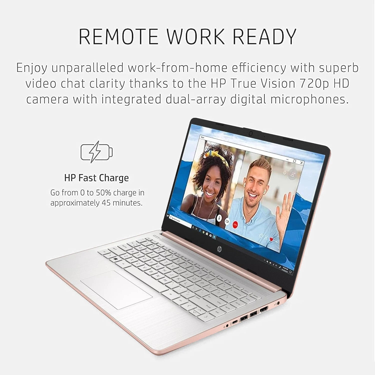 HP-14 "Business Laptop,Intel Celeron N4120,16GB de RAM,384GB de Armazenamento, 128GB eMMC + 256GB Micro SD, 1 Ano Office 365, Ouro Rosa, Mais Novo