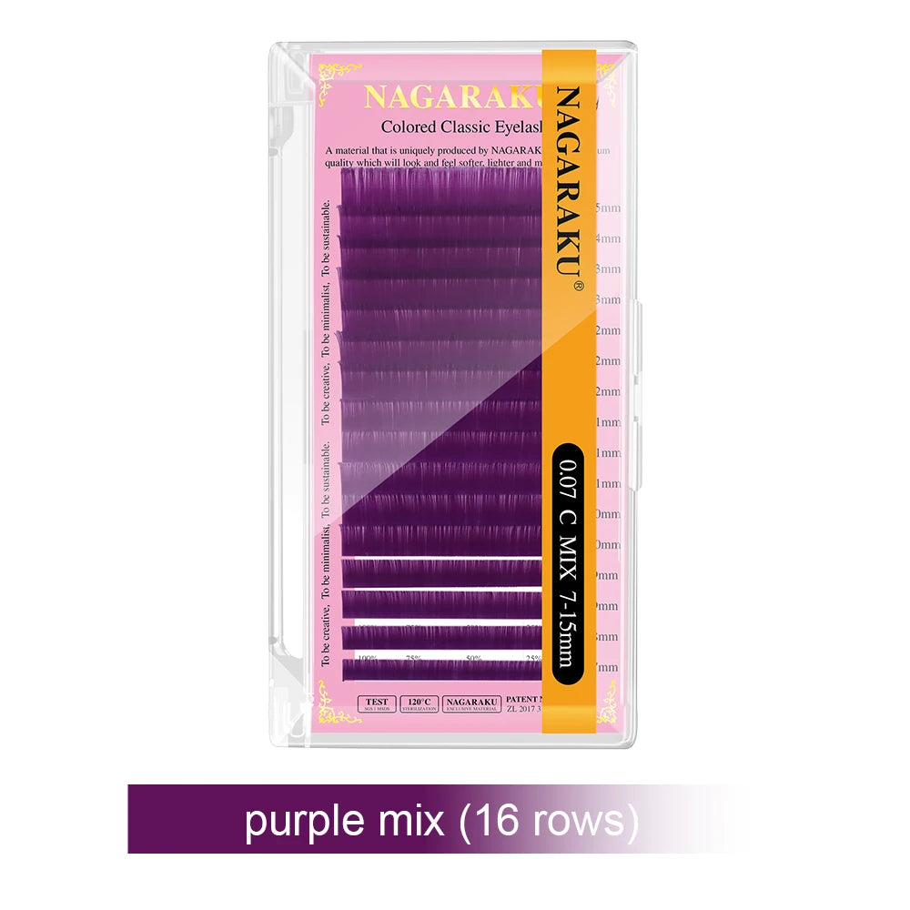 NAGARAKU Cor Cílios Maquiagem Maquiagem Mix de Maquiagem 7 ~ 15mm Marrom Escuro Marrom Claro Azul Roxo Cores Faux Cils Cílios Postiços Cilios