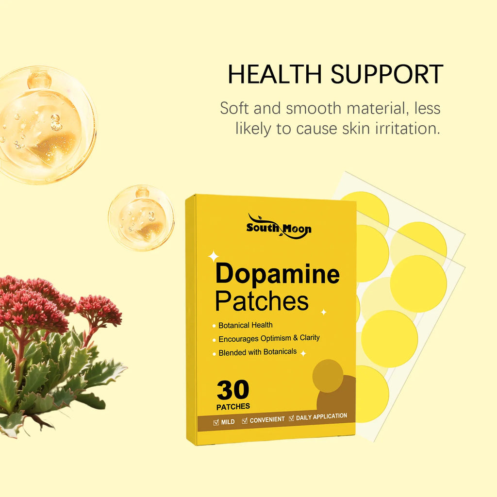 South Moon 30pcs remendo de dopamina fortalecer o sistema imunológico impulso de energia anti ansiedade alívio humor nutrir cuidados com o corpo remendo de dopamina