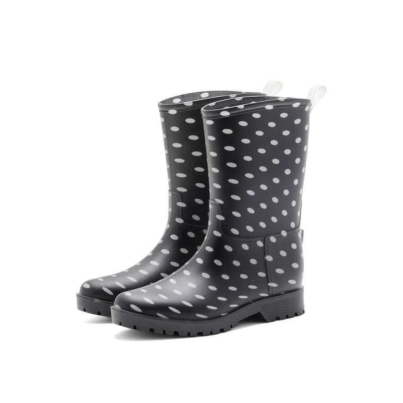 Botas de chuva femininas com estampa de leopardo, cano médio, antiderrapantes, pvc, peça única, sapatos de borracha à prova d'água para pesca, jardinagem e trabalho agrícola