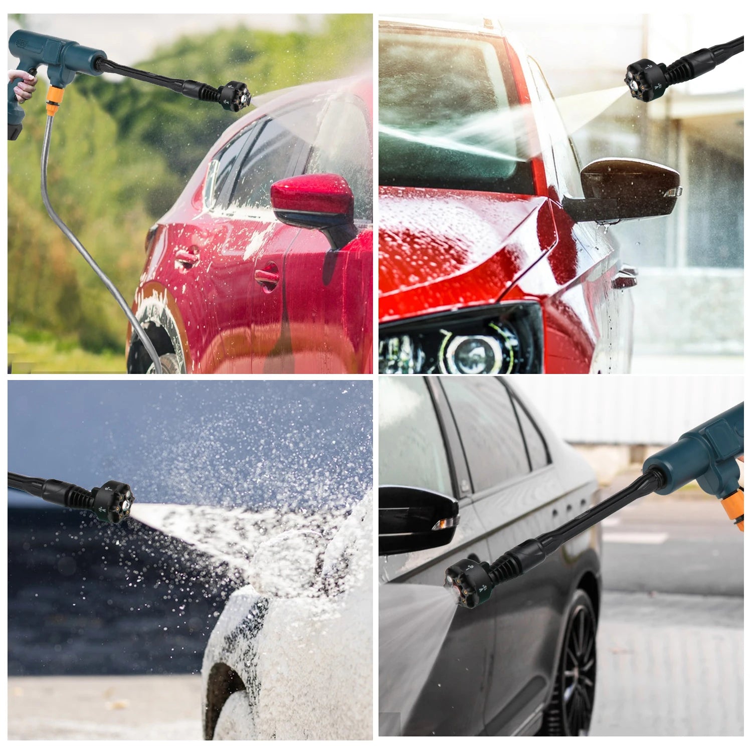 Pistola de lavagem de carro de alta pressão sem fio, 3500w, 200bar, portátil, suprimentos, gerador de espuma, pistola de água, limpador de spray