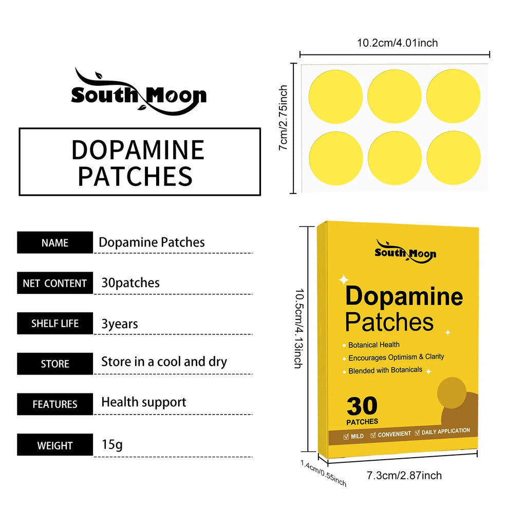 South Moon 30pcs remendo de dopamina fortalecer o sistema imunológico impulso de energia anti ansiedade alívio humor nutrir cuidados com o corpo remendo de dopamina