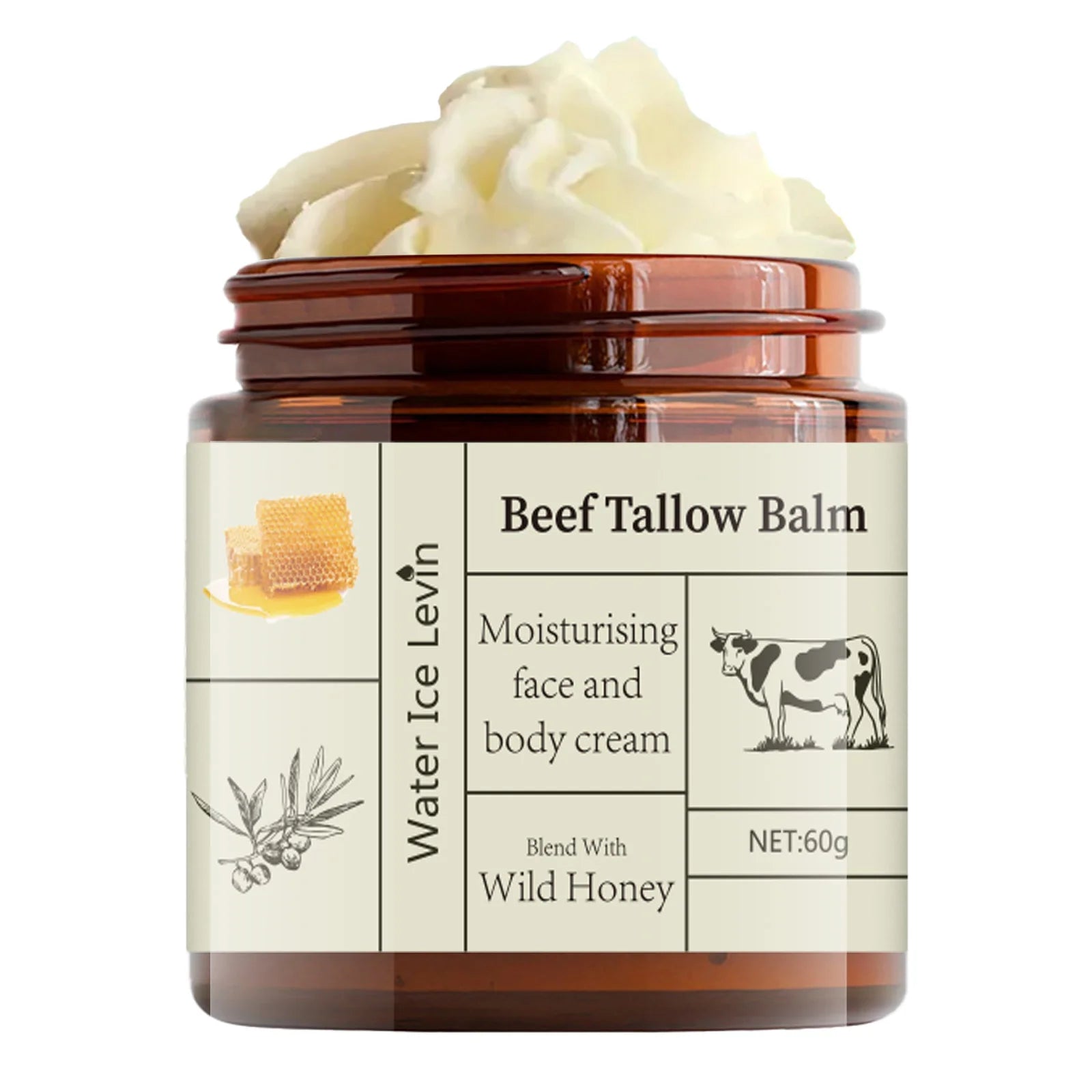 Creme de gordura de carne 60g, hidratante profundo, brilho, remoção de rugas, manteiga peluda, mel selvagem, loção corporal facial, cuidados com a pele, rico em vitaminas