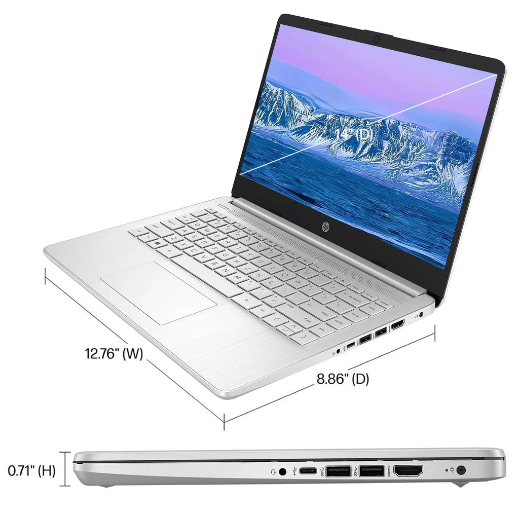 HP mais novo laptop empresarial de 14 ", Intel Celeron N4120, até 16 GB de RAM, 384 GB de armazenamento (128 GB eMMC + 256 GB Micro SD), 1 ano de escritório 365, prata