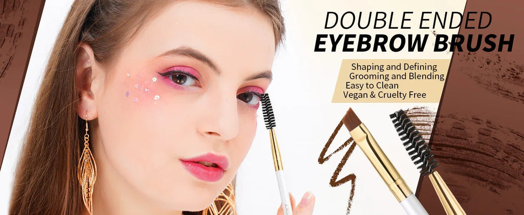Docolor Pincel Profissional Duplo para Sobrancelhas e Delineador Angular – Design Preciso para Contorno Perfeito e Aplicação Suave – Vegano, Cruelty-Free e Ideal para Maquiagem de Olhos Impecável