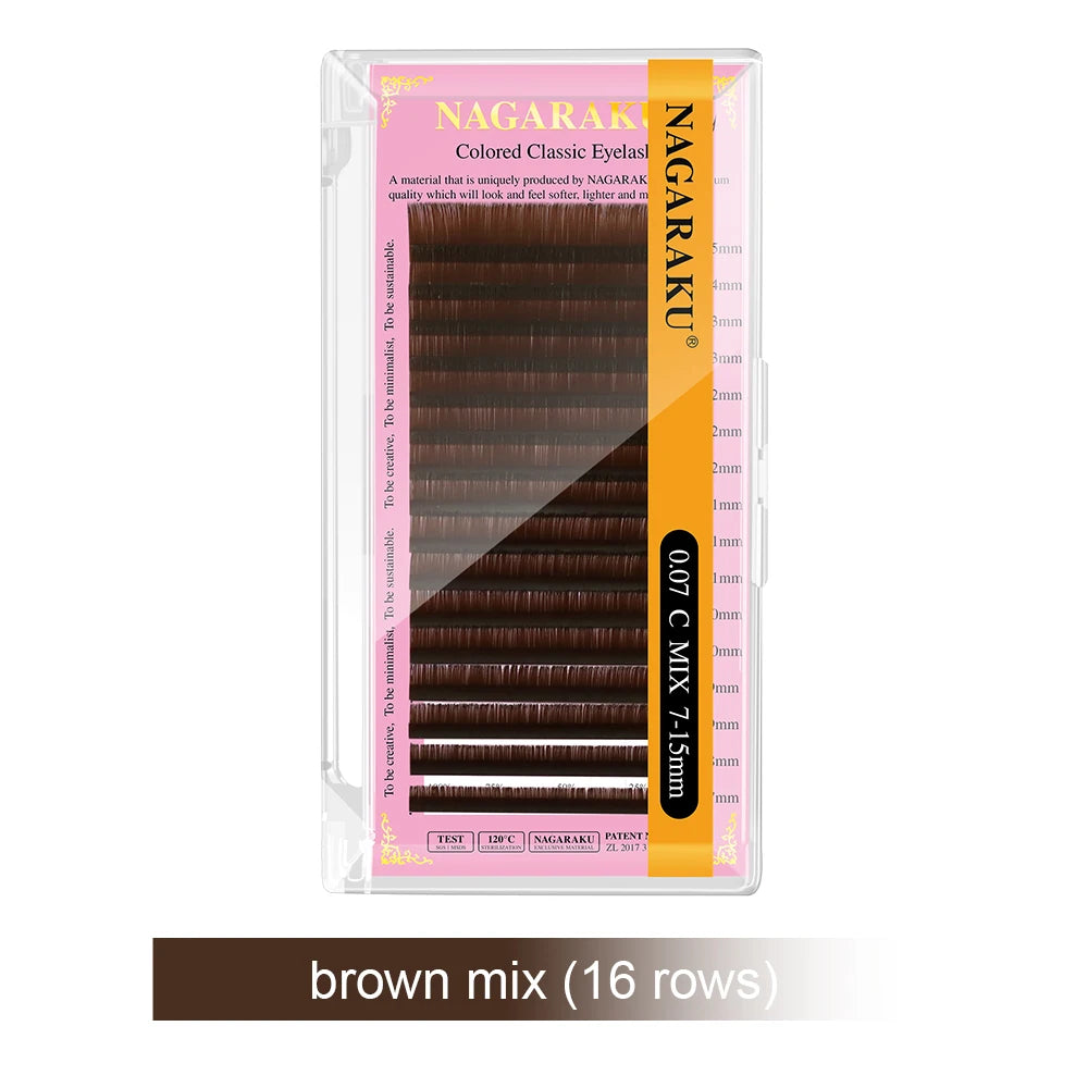 NAGARAKU Cor Cílios Maquiagem Maquiagem Mix de Maquiagem 7 ~ 15mm Marrom Escuro Marrom Claro Azul Roxo Cores Faux Cils Cílios Postiços Cilios