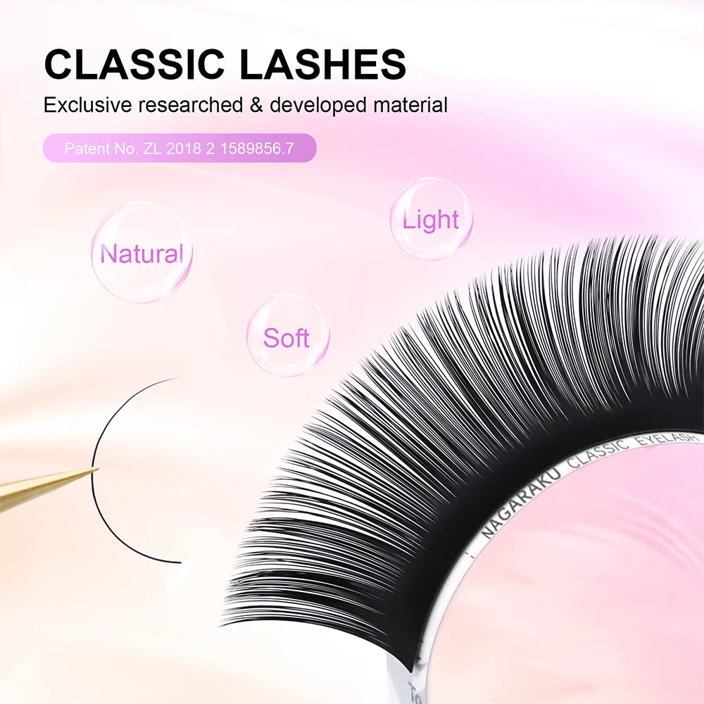 NAGARAKU estojo de cílios postiços com 16 linhas, 7-15mm, mix premium, natural, de vison, sintético, extensão de cílios, individual, maquiagem