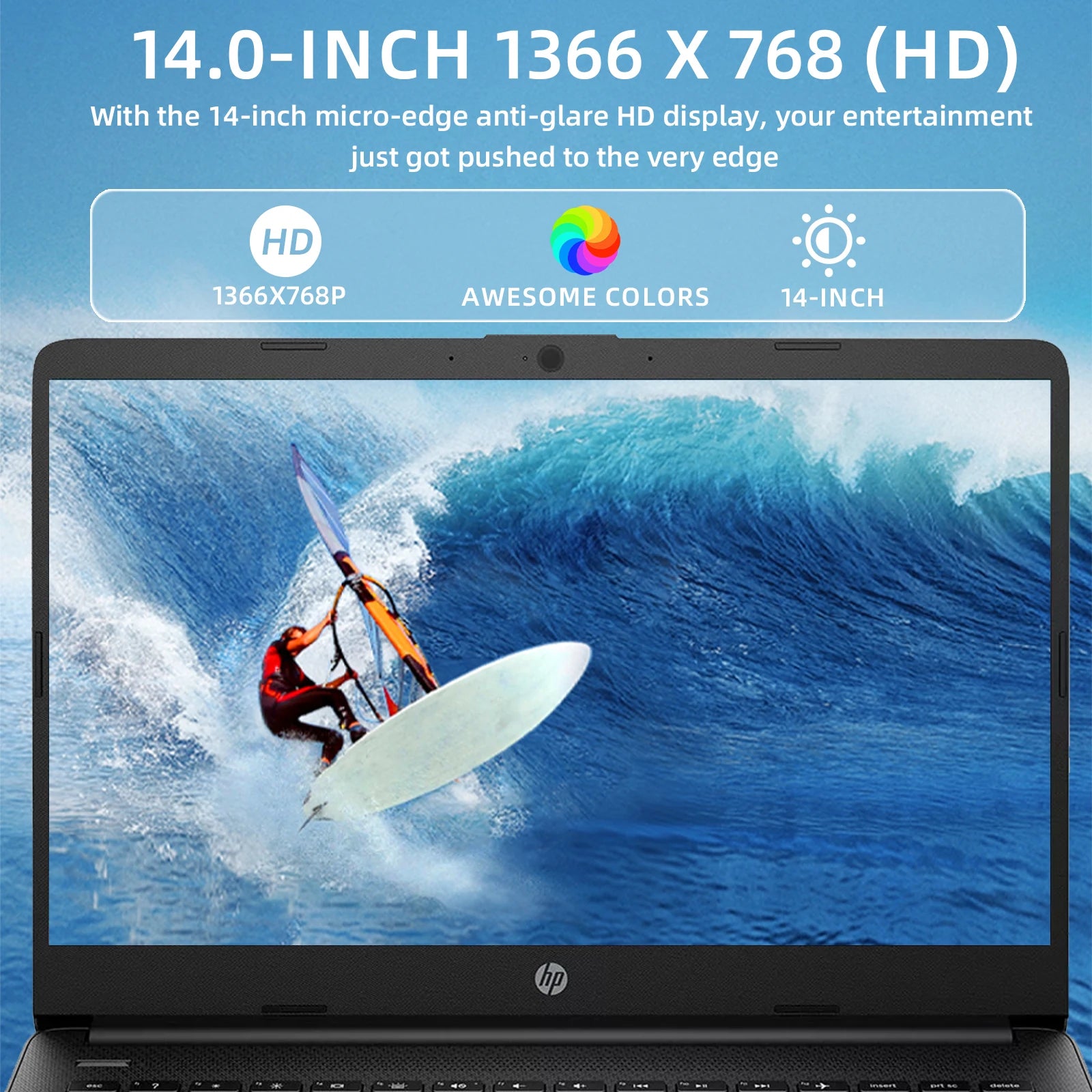 HP-14 "Business Laptop,Intel Celeron N4120,16GB RAM,384GB Armazenamento, 128GB eMMC + 256GB Cartão SD, 1 ano Escritório 365