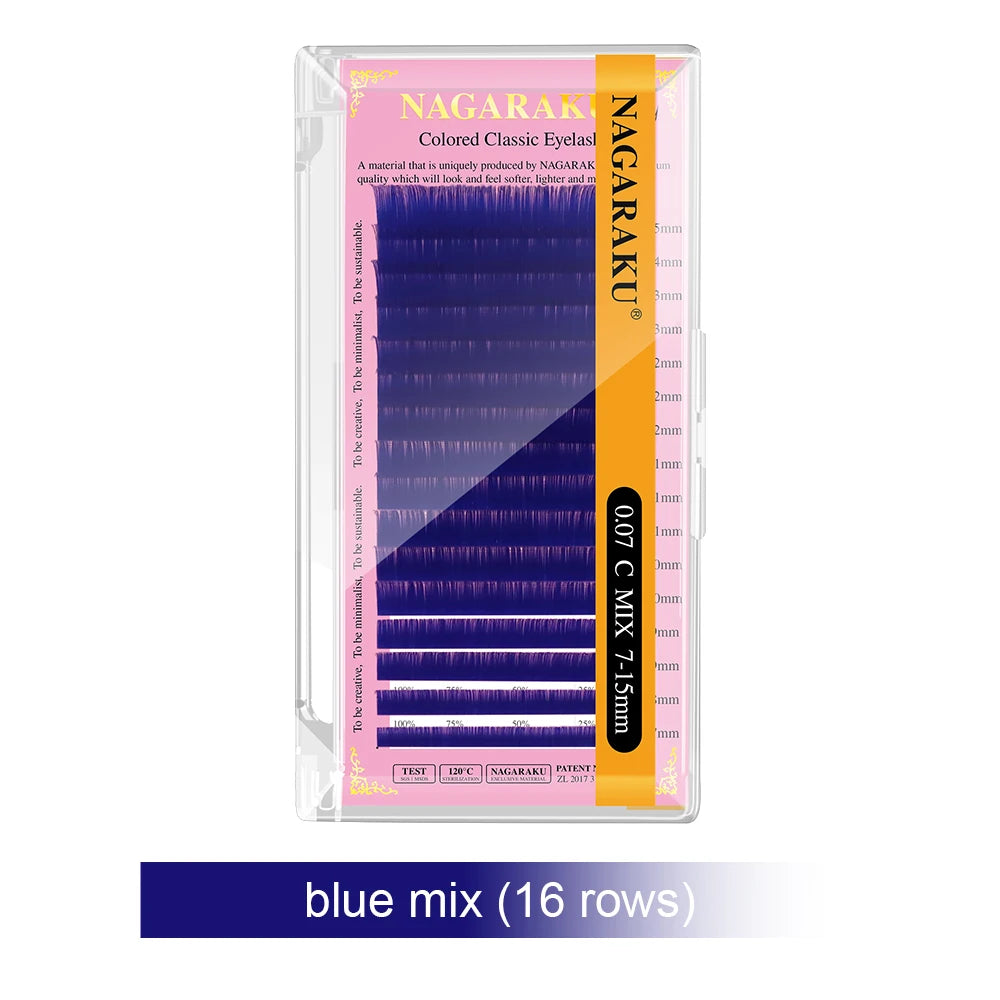 NAGARAKU Cor Cílios Maquiagem Maquiagem Mix de Maquiagem 7 ~ 15mm Marrom Escuro Marrom Claro Azul Roxo Cores Faux Cils Cílios Postiços Cilios