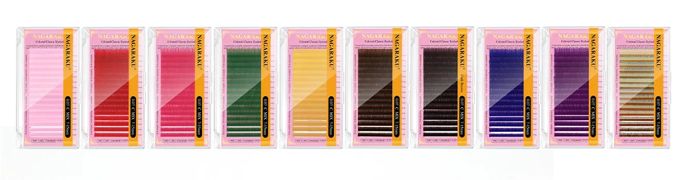 NAGARAKU Cor Cílios Maquiagem Maquiagem Mix de Maquiagem 7 ~ 15mm Marrom Escuro Marrom Claro Azul Roxo Cores Faux Cils Cílios Postiços Cilios