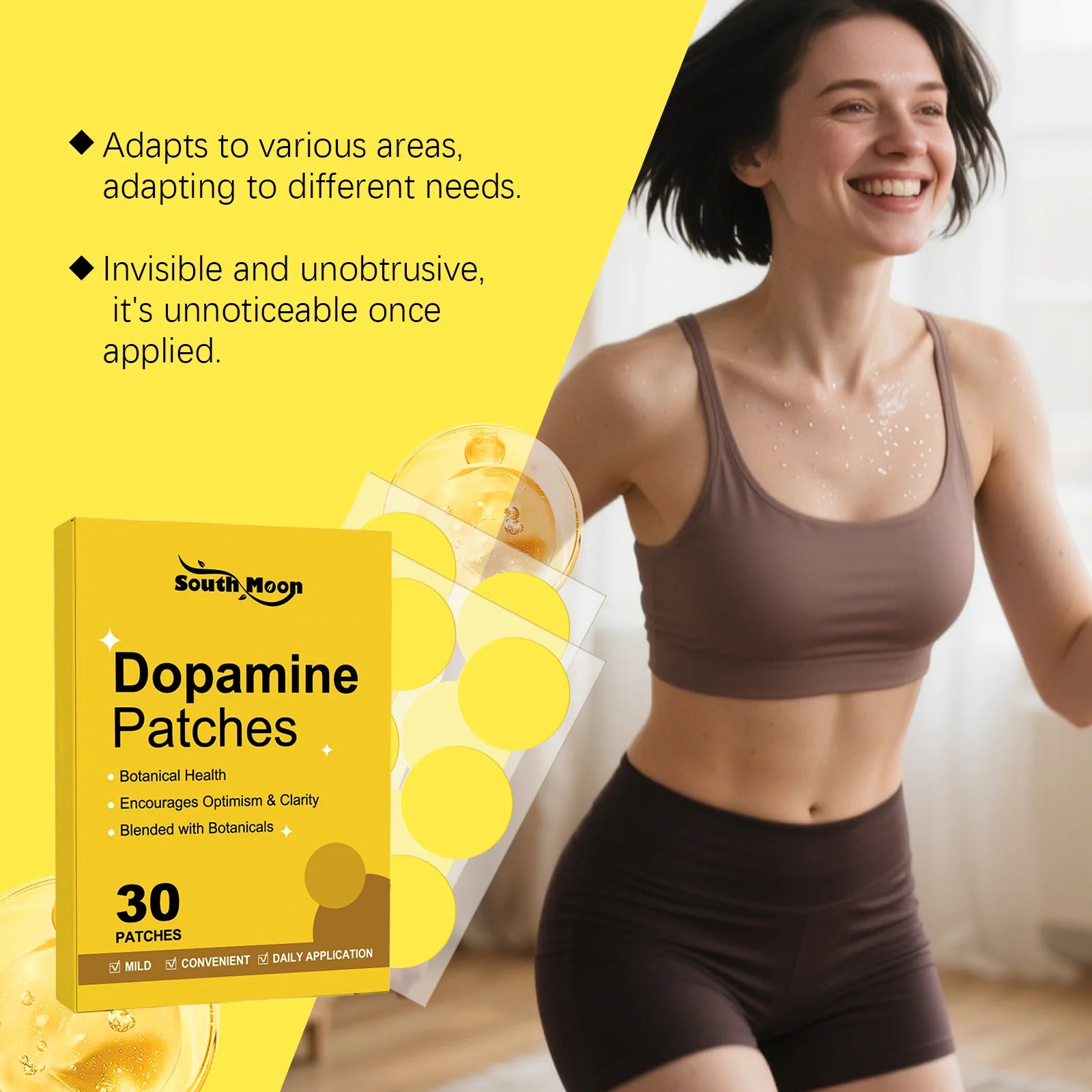 South Moon 30pcs remendo de dopamina fortalecer o sistema imunológico impulso de energia anti ansiedade alívio humor nutrir cuidados com o corpo remendo de dopamina
