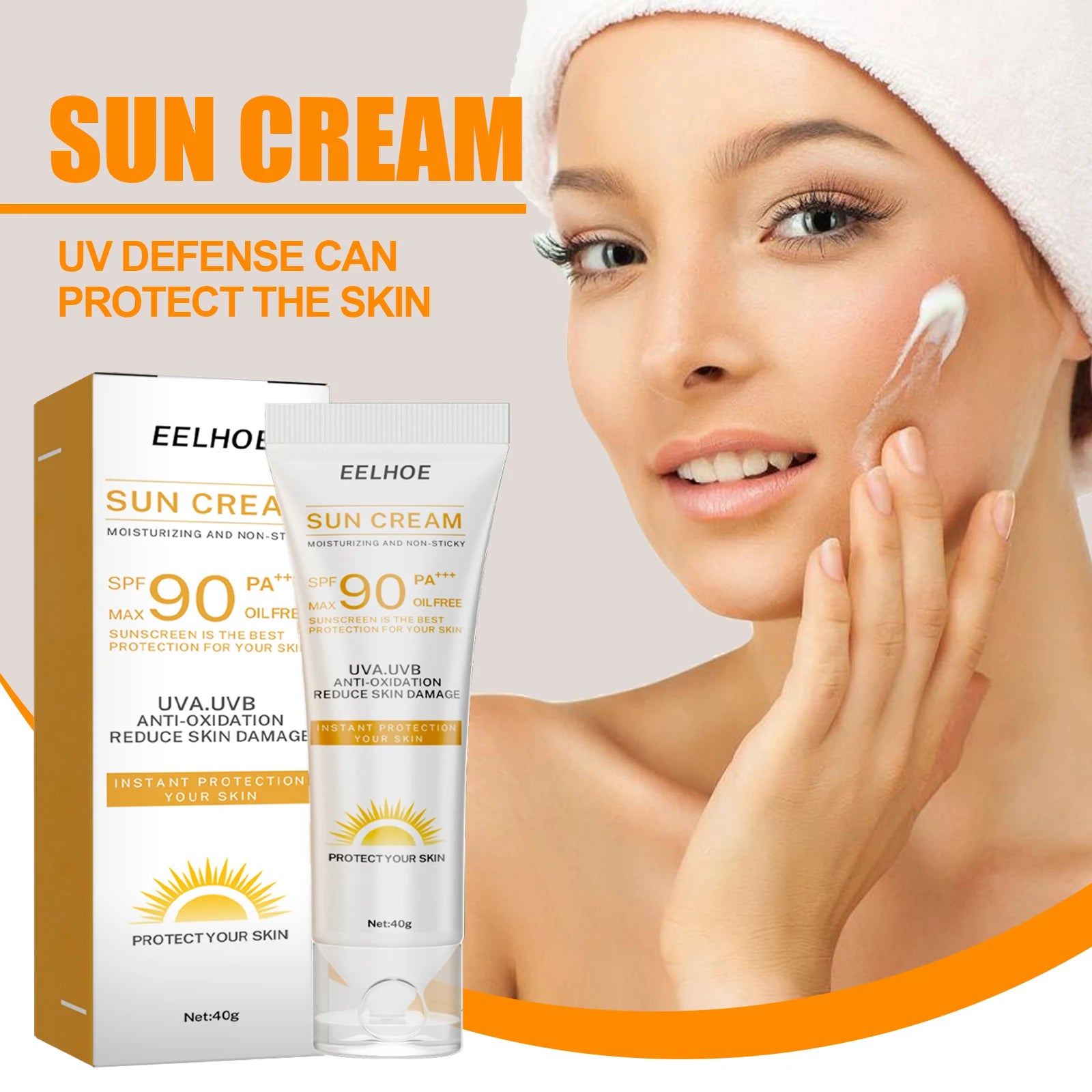 Creme protetor de isolamento, defesa física uv, reduz a pele, queimaduras solares, à prova de suor, não falso, branco, verão, creme hidratante refrescante