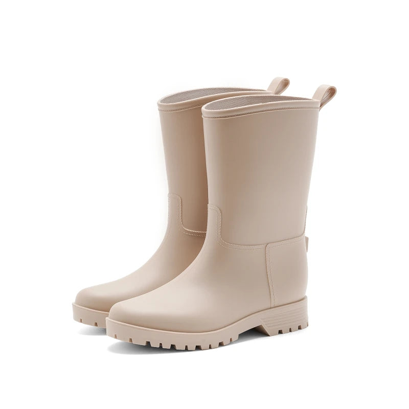 Botas de chuva femininas com estampa de leopardo, cano médio, antiderrapantes, pvc, peça única, sapatos de borracha à prova d'água para pesca, jardinagem e trabalho agrícola