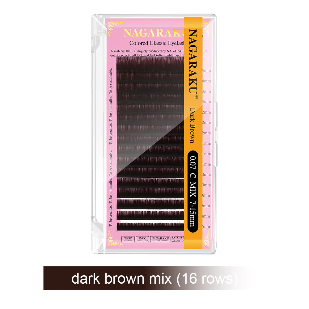 NAGARAKU Cor Cílios Maquiagem Maquiagem Mix de Maquiagem 7 ~ 15mm Marrom Escuro Marrom Claro Azul Roxo Cores Faux Cils Cílios Postiços Cilios