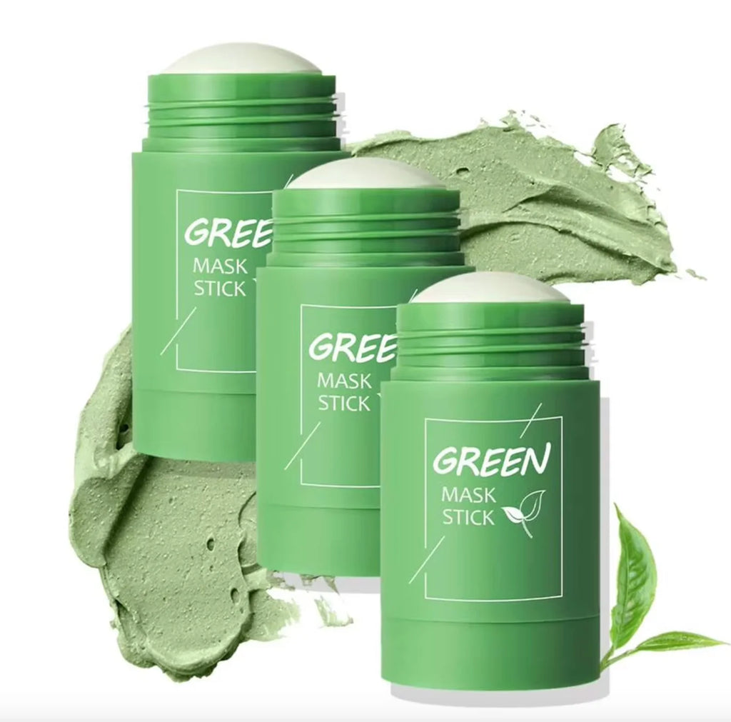 Máscara verde portátil em bastão para limpeza profunda do rosto, máscara hidratante para cuidados com a pele para todos os tipos de pele
