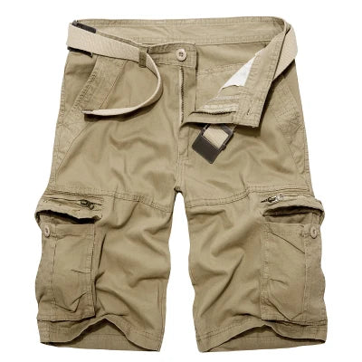 Calções de carga militar dos homens verão exército verde algodão shorts masculino solto multi-bolso shorts homme casual bermuda 40