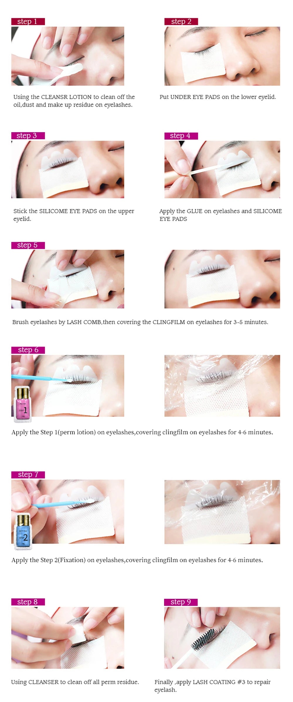Lash Lift Loção Sachet, Perm e Setting Loção, Ferramentas de Maquiagem dos Olhos, 8-12 Minutos, 0,8g por Saco, 10 Pares por Lote