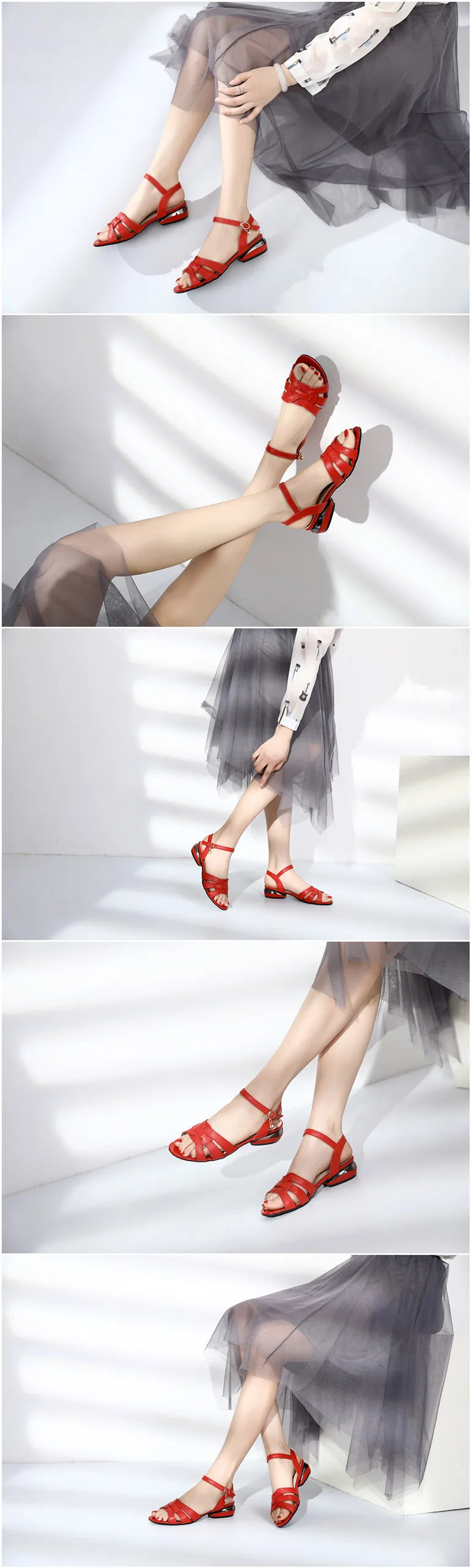 Gktinoo verão sandálias femininas 2025 novo tamanho grande conforto sandálias de salto baixo sapatos de dedo do pé aberto mulher sandálias de moda de couro genuíno