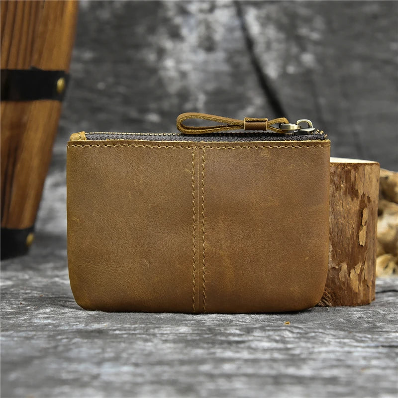 Luufan couro genuíno zíper moeda cartão bolsa de couro real rfid titular do cartão embreagem carteiras slots para homens mulheres mini bolsa fina