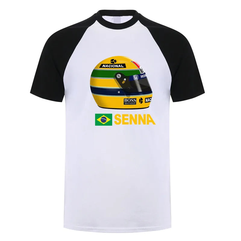 Novo herói ayrton senna t camisa masculina manga curta camisetas de algodão engraçado legal homem tshirt