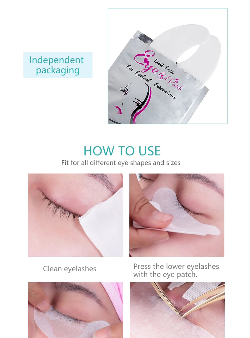 50 pares de remendo de extensão de cílios hidrogel almofada de olho gel adesivo de papel sob almofadas de olho remendos de cílios ferramenta de maquiagem suprimentos de beleza