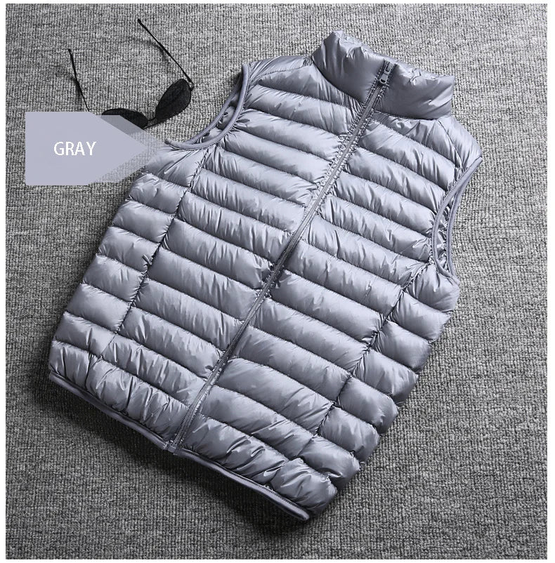 Colete de pato masculino, casacos ultra leves, casacos sem mangas, moda masculina, primavera e outono, 90% Duck Down
