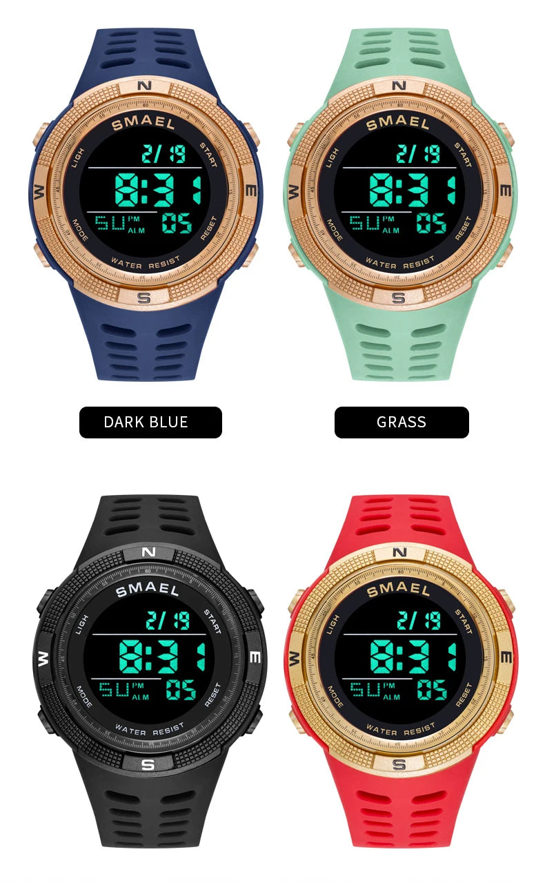 Relógios desportivos à prova dwaterproof água led digital relógio de volta luz alarme semana display cronômetro relógios de pulso 1915 relógio digital para homem