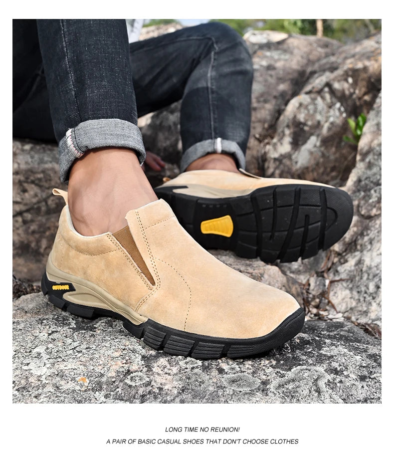 Sapatos masculinos de marca de couro genuíno sapatos casuais ao ar livre respirável tênis camurça original mocassins masculinos tênis