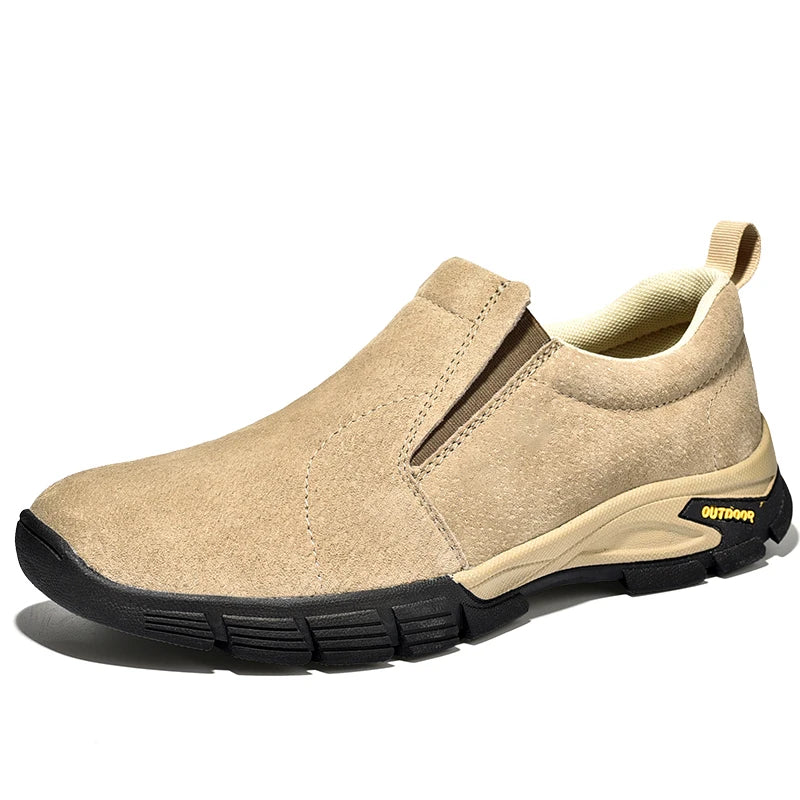 Sapatos masculinos de marca de couro genuíno sapatos casuais ao ar livre respirável tênis camurça original mocassins masculinos tênis
