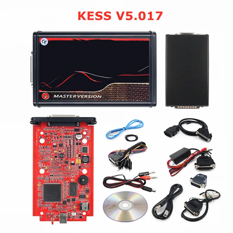 Online 2.80 UE Red Kess V5.017 OBD2 Manager Remap Kit KTAG V7.020 4 LED BDM Frame 22pcs Adaptadores K-TAG 2.25 ECU Flash Tool