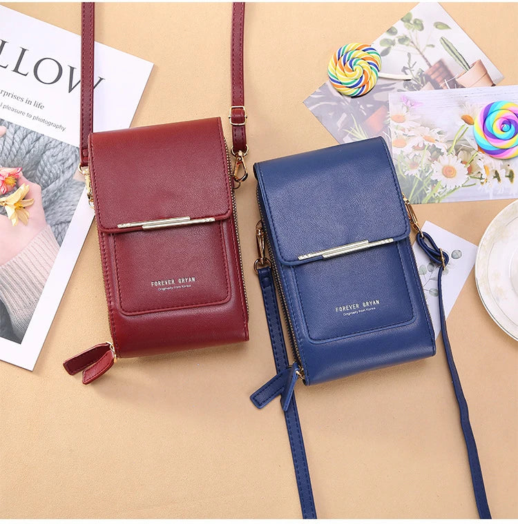 PU Leather Touch Screen Shoulder Bag para Mulheres, Feminino Crossbody Bolsas, Bolsa de telefone Bolsa de mão de grande capacidade, Drop Shipping, Novo