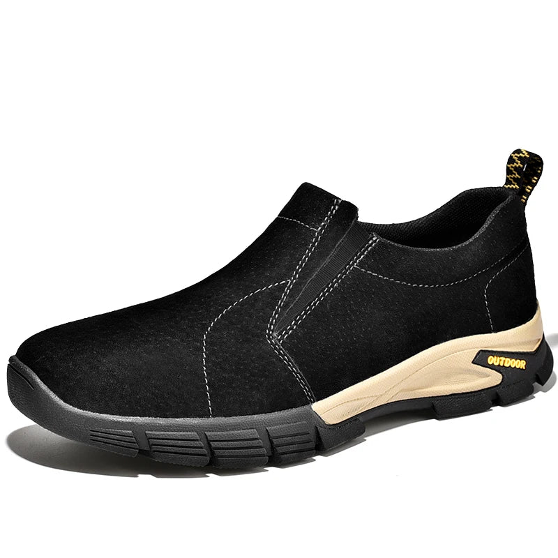 Sapatos masculinos de marca de couro genuíno sapatos casuais ao ar livre respirável tênis camurça original mocassins masculinos tênis