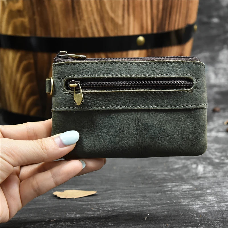 Luufan couro genuíno zíper moeda cartão bolsa de couro real rfid titular do cartão embreagem carteiras slots para homens mulheres mini bolsa fina