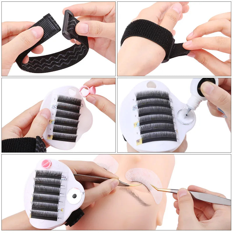 3 em 1 paleta de cílios postiços suporte almofada palete bandagem cílios titular usado à mão ajustável lash extensão suprimentos ferramentas de maquiagem