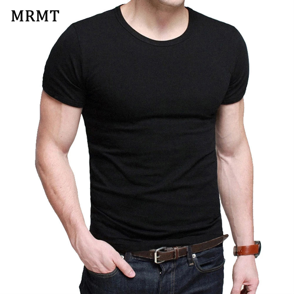 Camiseta Masculina de Manga Curta, T-Shirt O-Neck Slim em Cores Sólidas, Camiseta Masculina 2026 MRMT