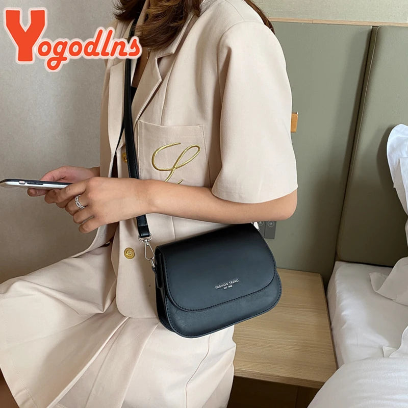 Yogodlns na moda sela bolsa de ombro feminina couro do plutônio crossbody saco simples cor sólida aleta saco do mensageiro designer bolsas bolsa