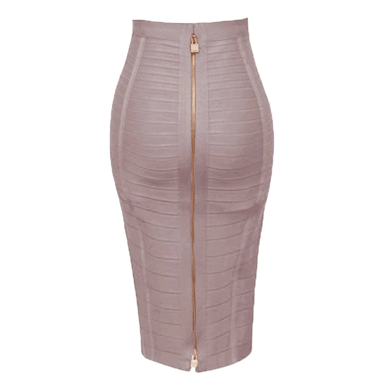 16 cores sexy sólido zíper laranja azul preto vermelho bandagem saia feminina elástica bodycon verão xl xxl lápis saias 58cm