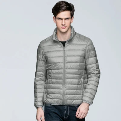 Novo outono inverno homem 90% pato para baixo jaqueta ultra leve fino S-3XL primavera jaquetas homens gola outerwear casaco