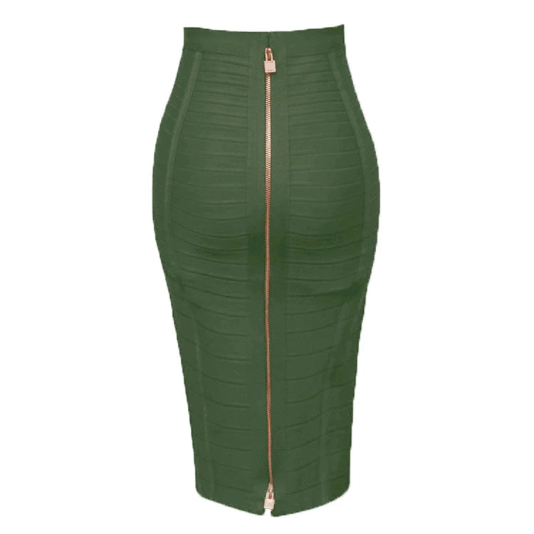 16 cores sexy sólido zíper laranja azul preto vermelho bandagem saia feminina elástica bodycon verão xl xxl lápis saias 58cm