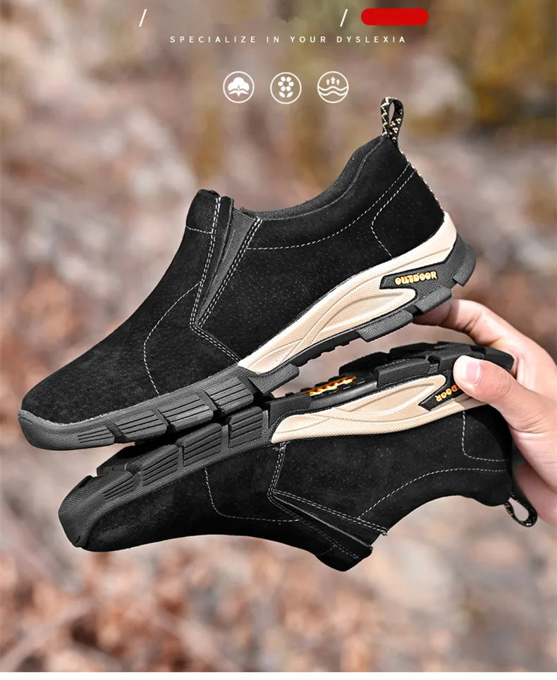 Sapatos masculinos de marca de couro genuíno sapatos casuais ao ar livre respirável tênis camurça original mocassins masculinos tênis