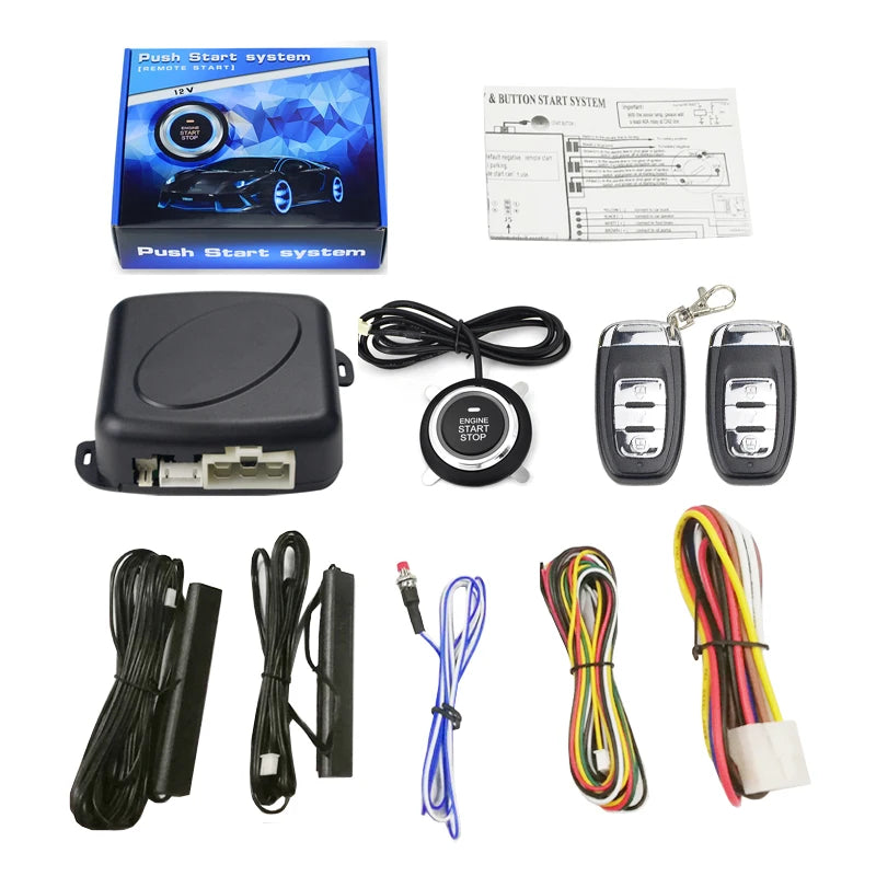 Carro automático um sistema de parada partida do motor com controle remoto carro pke keyless entrada sistema início tronco aberto para 12v suv autostart