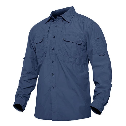 TACVASEN-Camisas leves de manga comprida para homens, camisa de secagem rápida para caminhadas, camisas de nylon para trabalho ao ar livre, carga para o verão