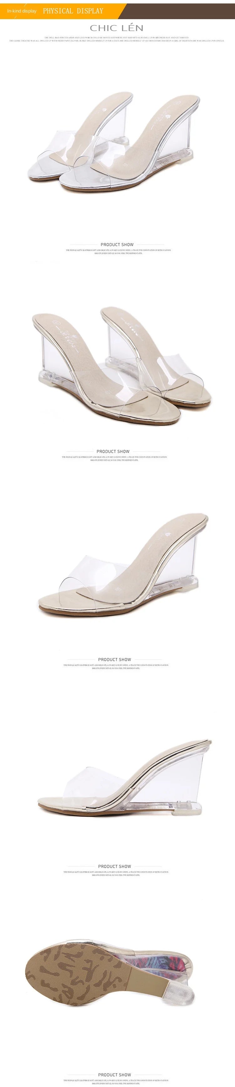 Mclubgirl mclubgirl 2021 sapatos femininos saltos 8cm sandálias de salto cunha sapatos femininos sandálias de cristal transparente chinelos sanda