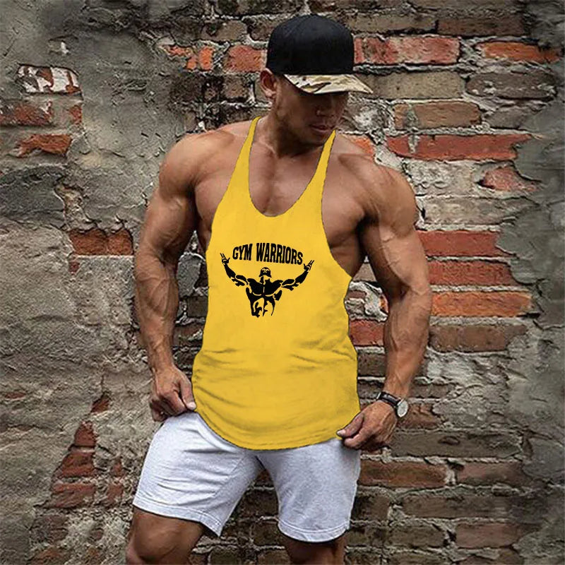 Camisa sem mangas masculina, camiseta de algodão para academia e musculação