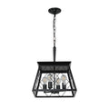 Black 4 Lights Farmhouse Vintage Chandelier,Rustic Pendant Light,Industrial Hanging Light Fixture for Dining Room Kitchen Island
