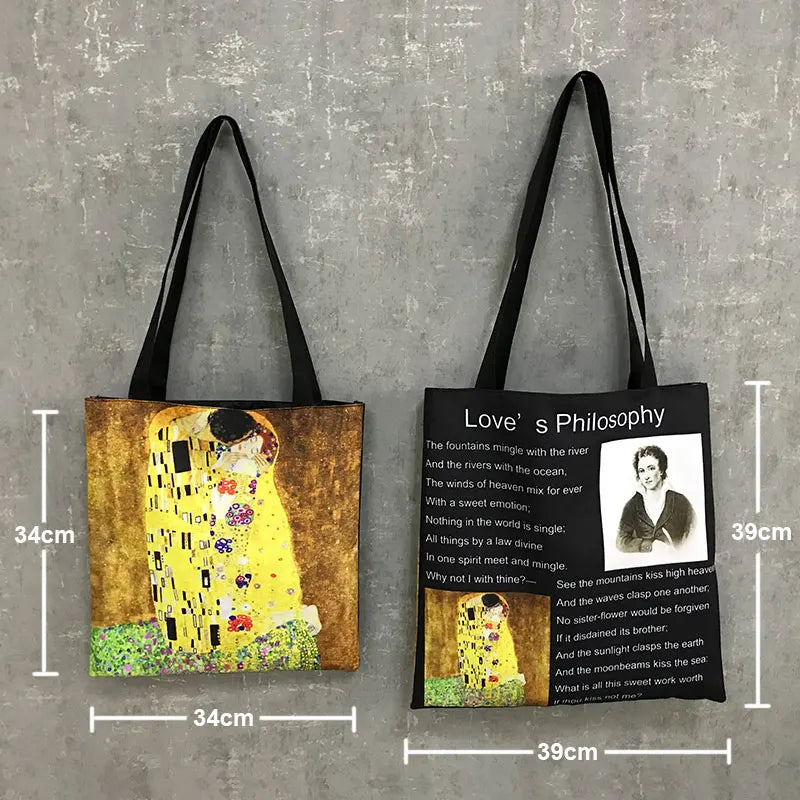 Alphonse Beauty Print Bolsa para Mulheres, Sacos De Compras De Armazenamento Reutilizável, Totes Casuais, Pintura A Óleo, Elegante Senhoras Tote