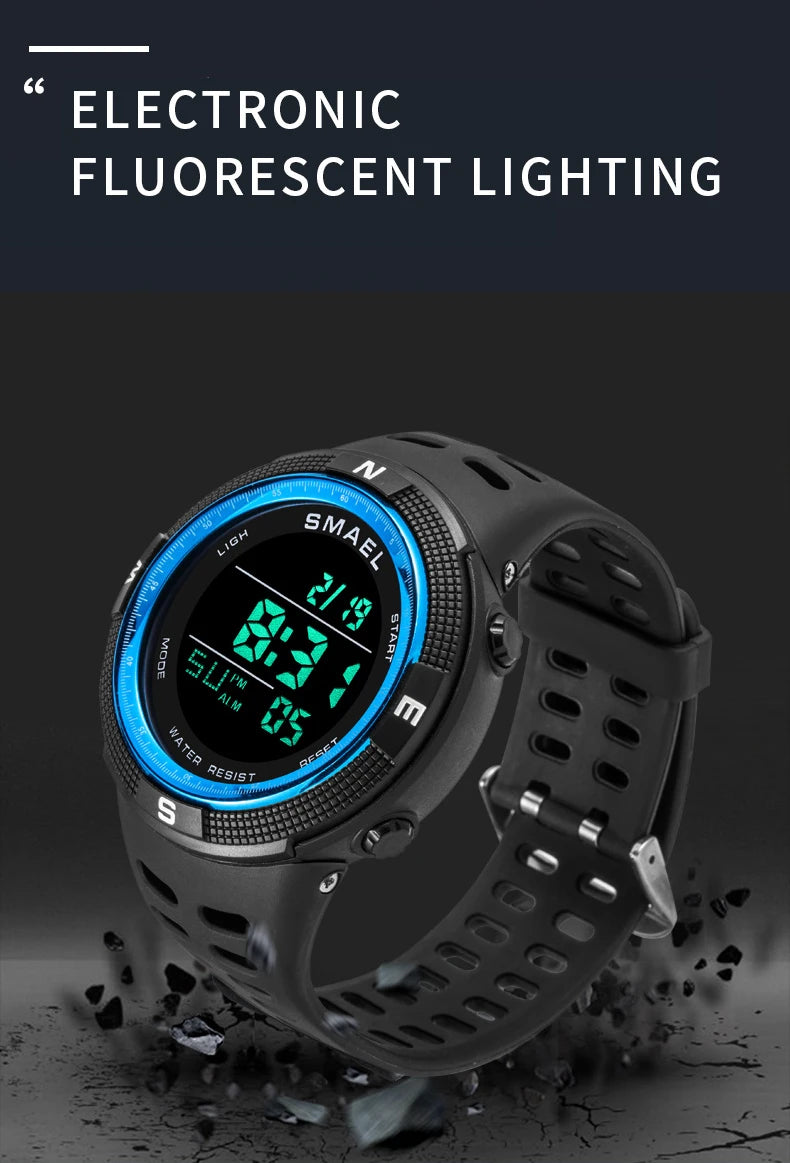 Relógios desportivos à prova dwaterproof água led digital relógio de volta luz alarme semana display cronômetro relógios de pulso 1915 relógio digital para homem