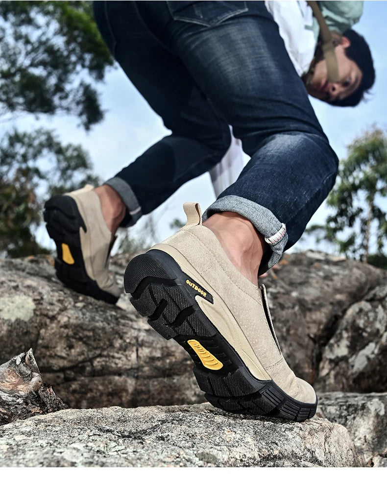 Sapatos masculinos de marca de couro genuíno sapatos casuais ao ar livre respirável tênis camurça original mocassins masculinos tênis