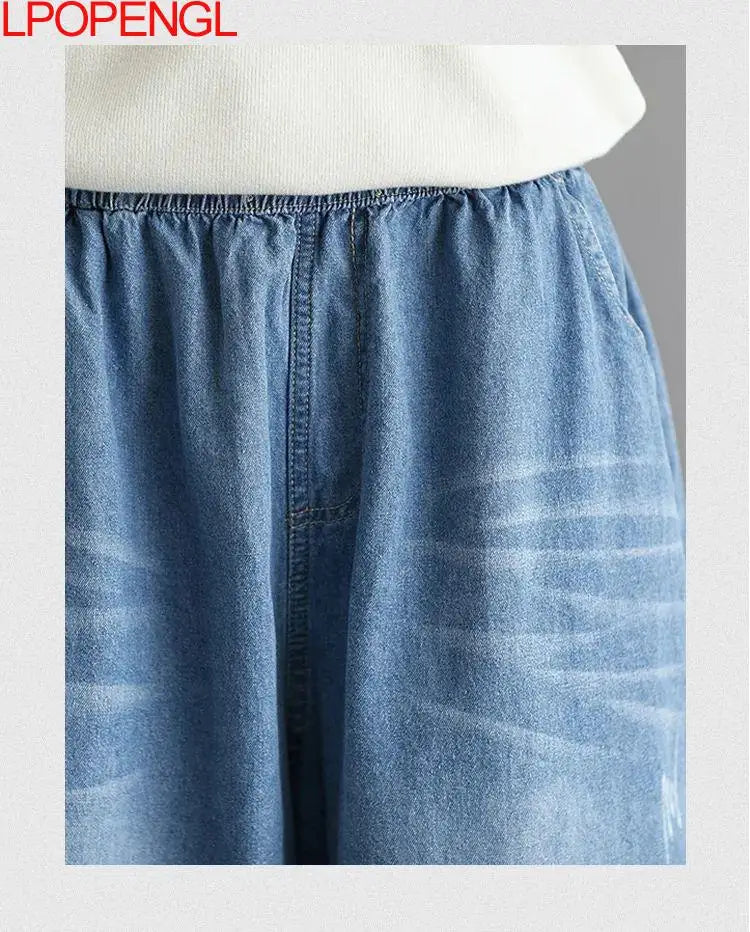 Calças de brim soltas femininas 2025 y2k novo casual streetwear calças jeans perna larga estilo rua vintage bolsos de cintura alta jean femme